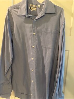 Bachrach Men's Light Blue Long-Sleeve Dress Shirt